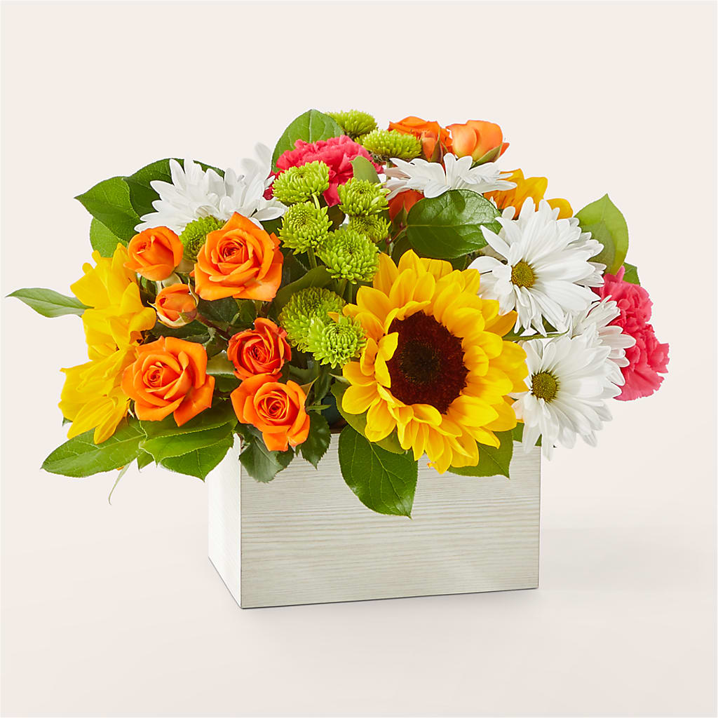 Sun-drenched Blooms Box Bouquet – CARMIN'S FLOWER SHOP, Laredo TX