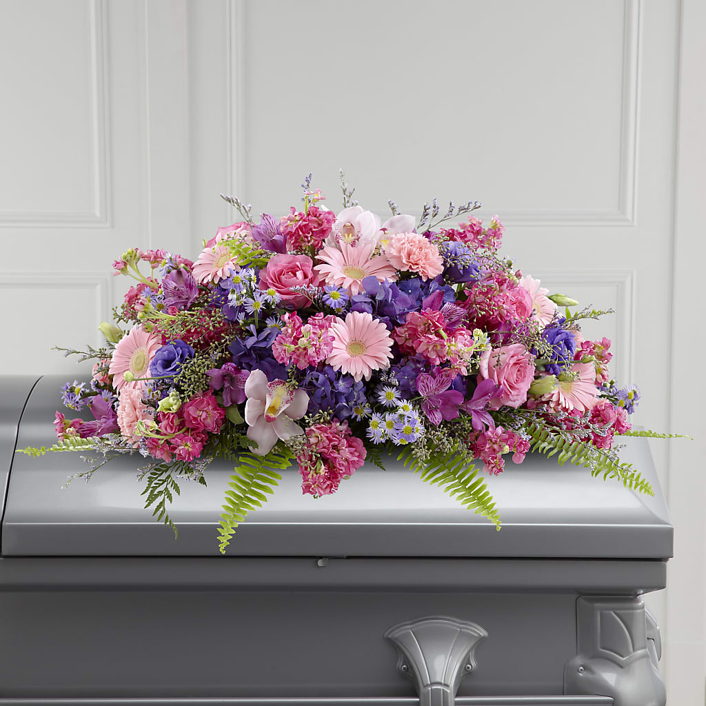 Glorious Garden Casket Spray – CARMIN'S FLOWER SHOP, Laredo TX