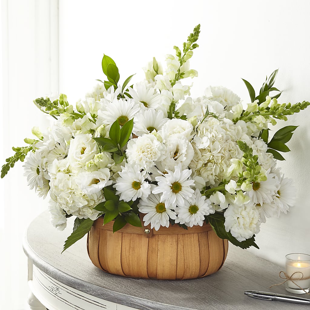Pure Ivory Basket – CARMIN'S FLOWER SHOP, Laredo TX