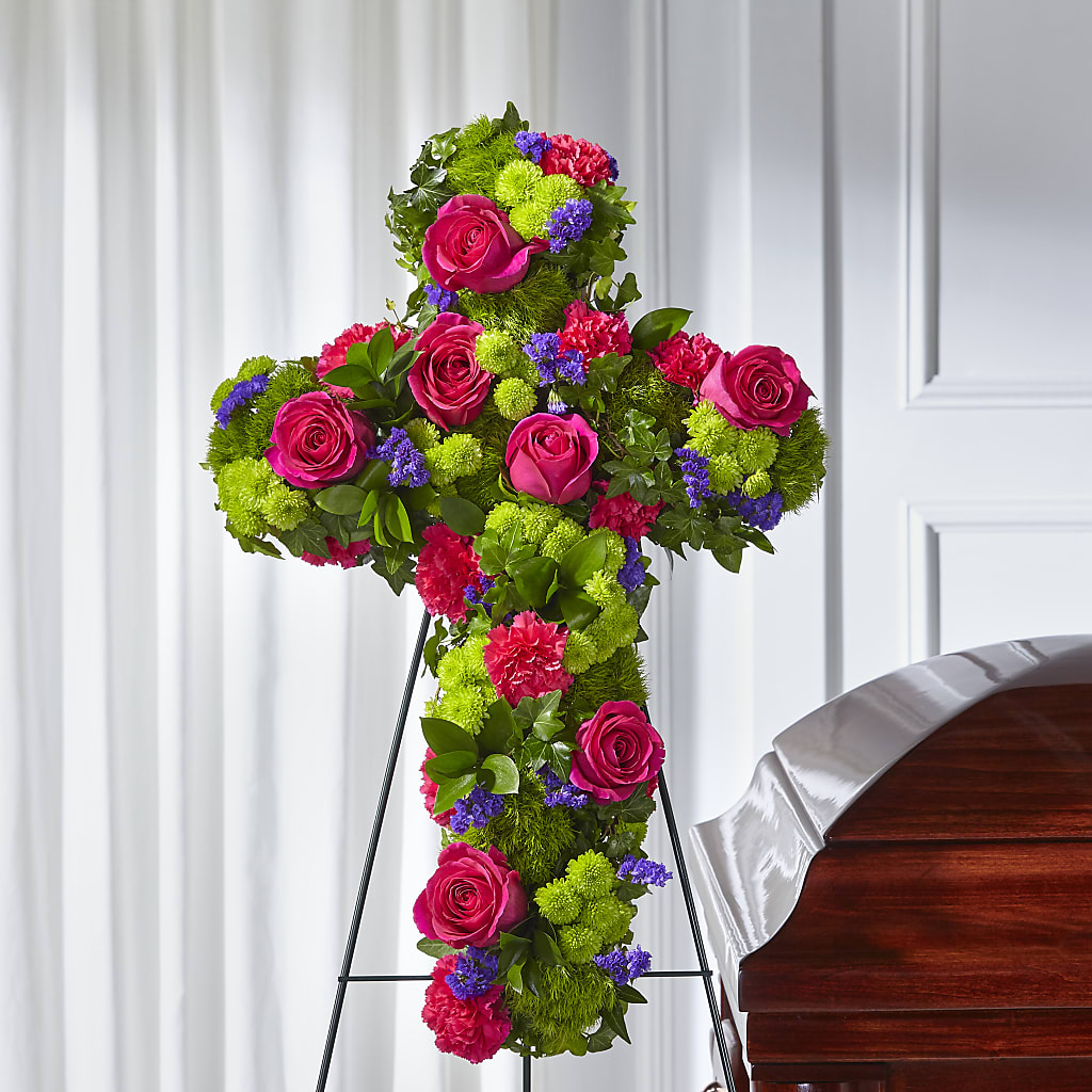 Tribute Rose Floral Cross – CARMIN'S FLOWER SHOP, Laredo TX