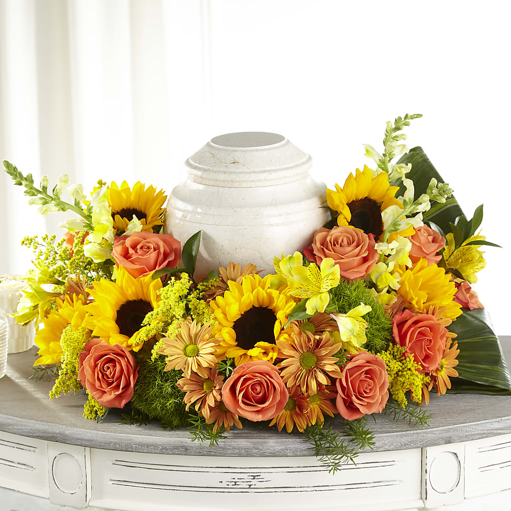 Faithful Sunflower Cremation Adornment – CARMIN'S FLOWER SHOP, Laredo TX
