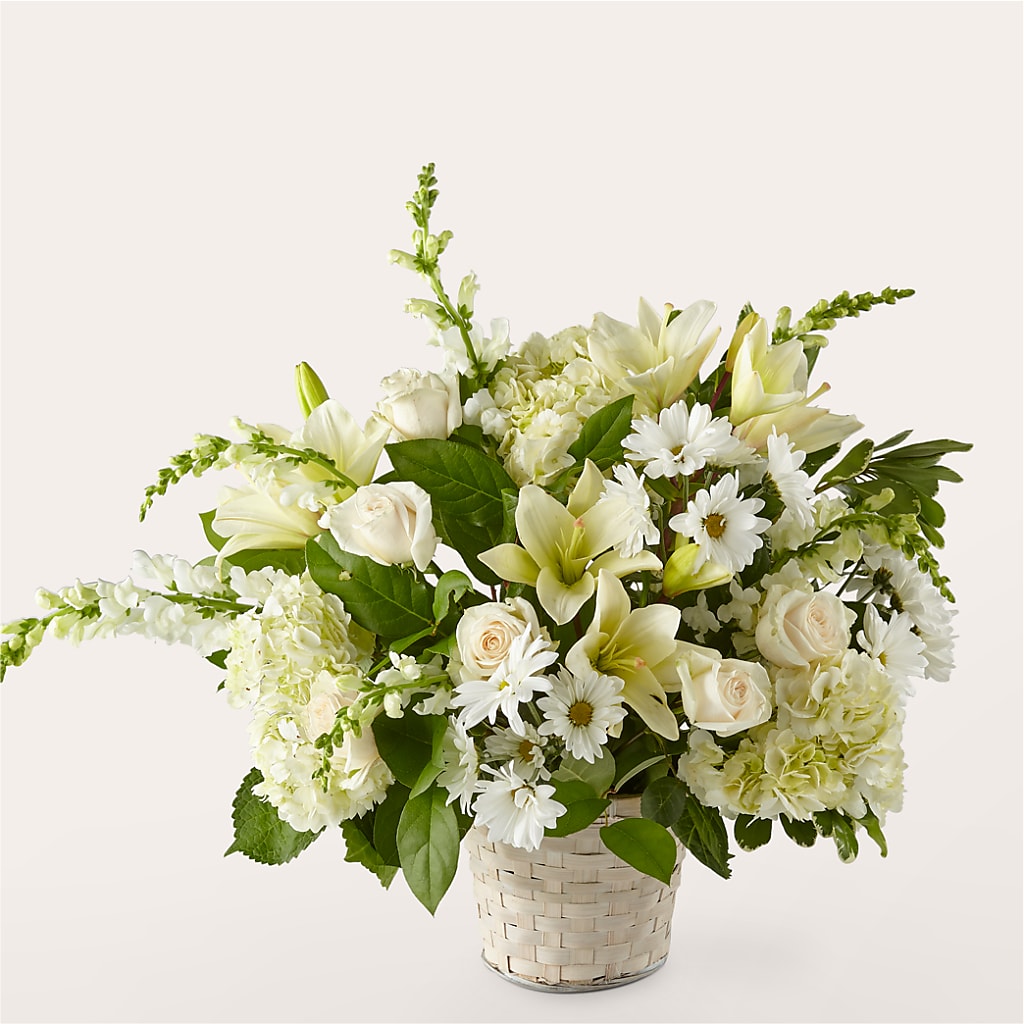 Ivory Elegance Floral Basket – CARMIN'S FLOWER SHOP, Laredo TX