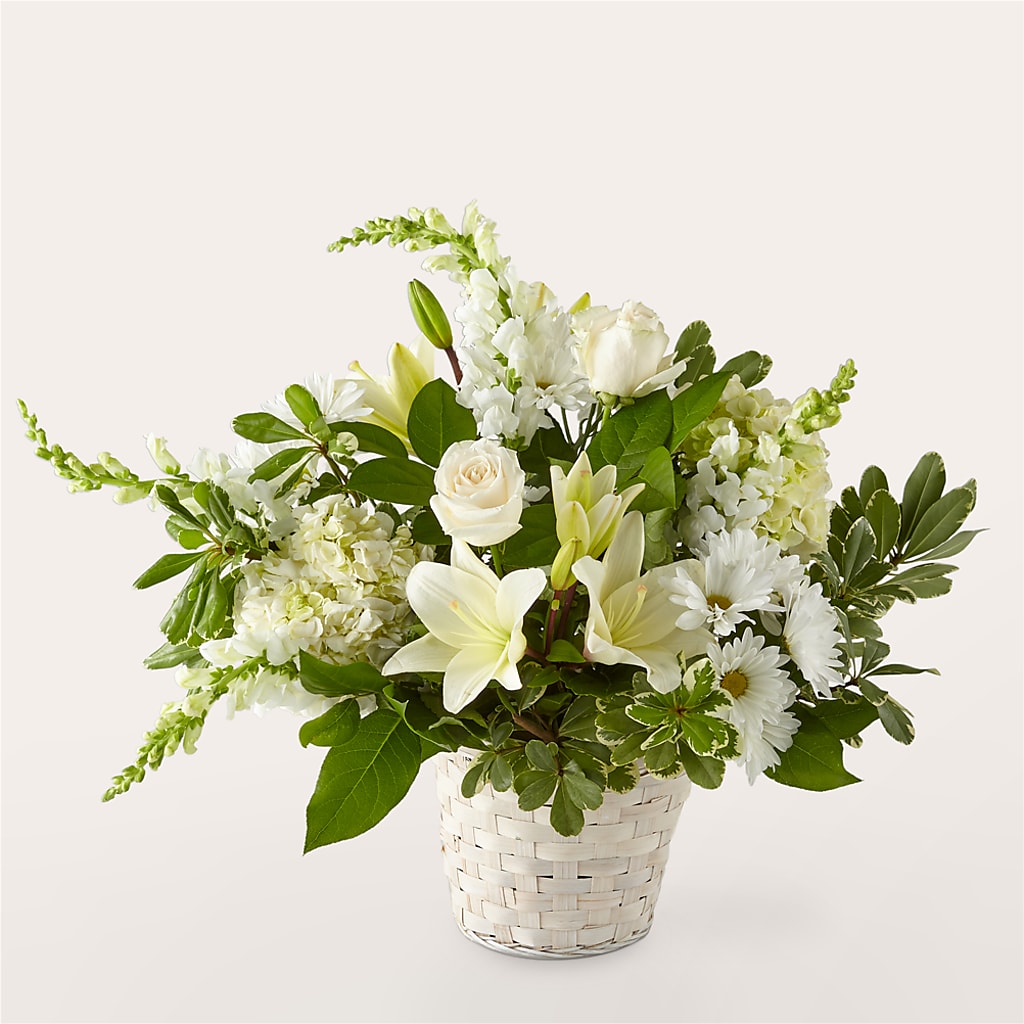 Ivory Elegance Floral Basket – CARMIN'S FLOWER SHOP, Laredo TX