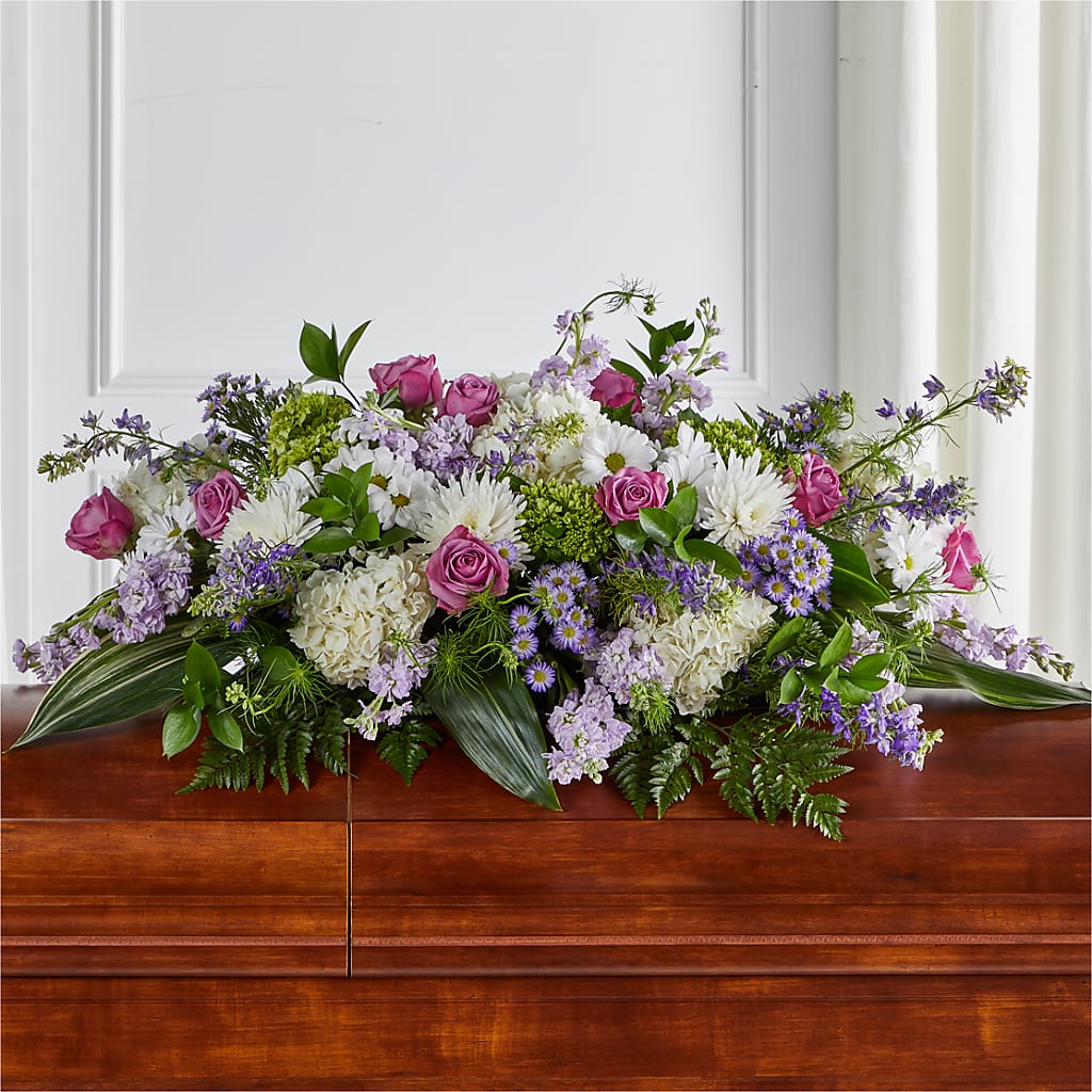 Meadows of Serenity Casket Spray – CARMIN'S FLOWER SHOP, Laredo TX