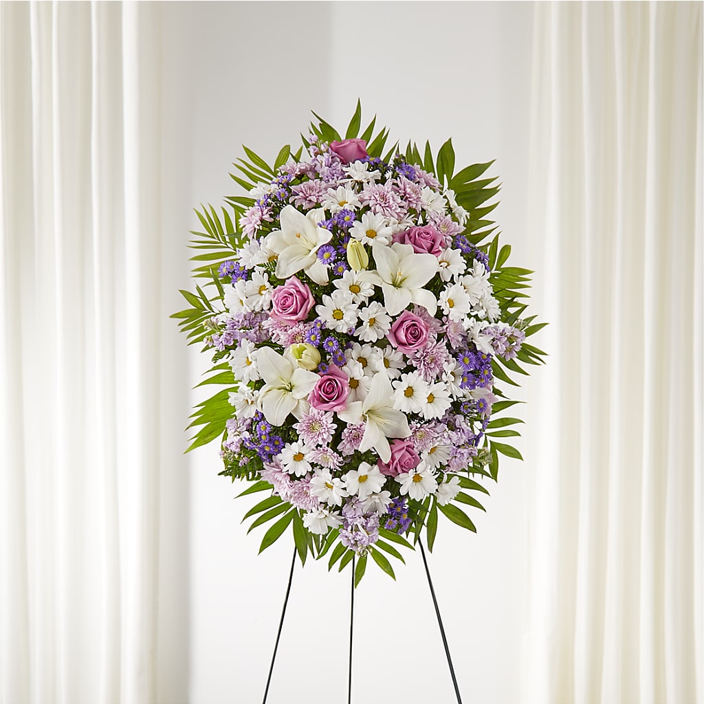 Surrounded by Love Standing Spray – CARMIN'S FLOWER SHOP, Laredo TX