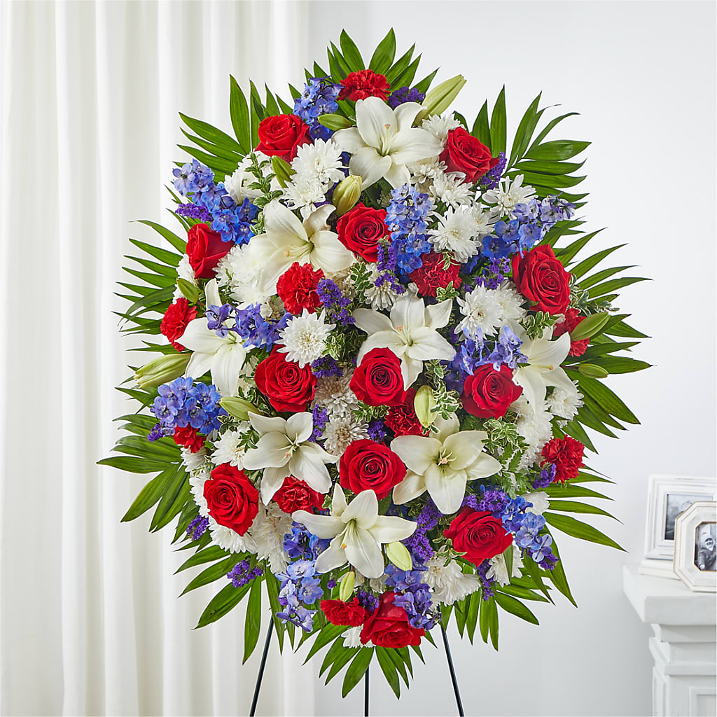 Cherished Service Standing Spray – CARMIN'S FLOWER SHOP, Laredo TX