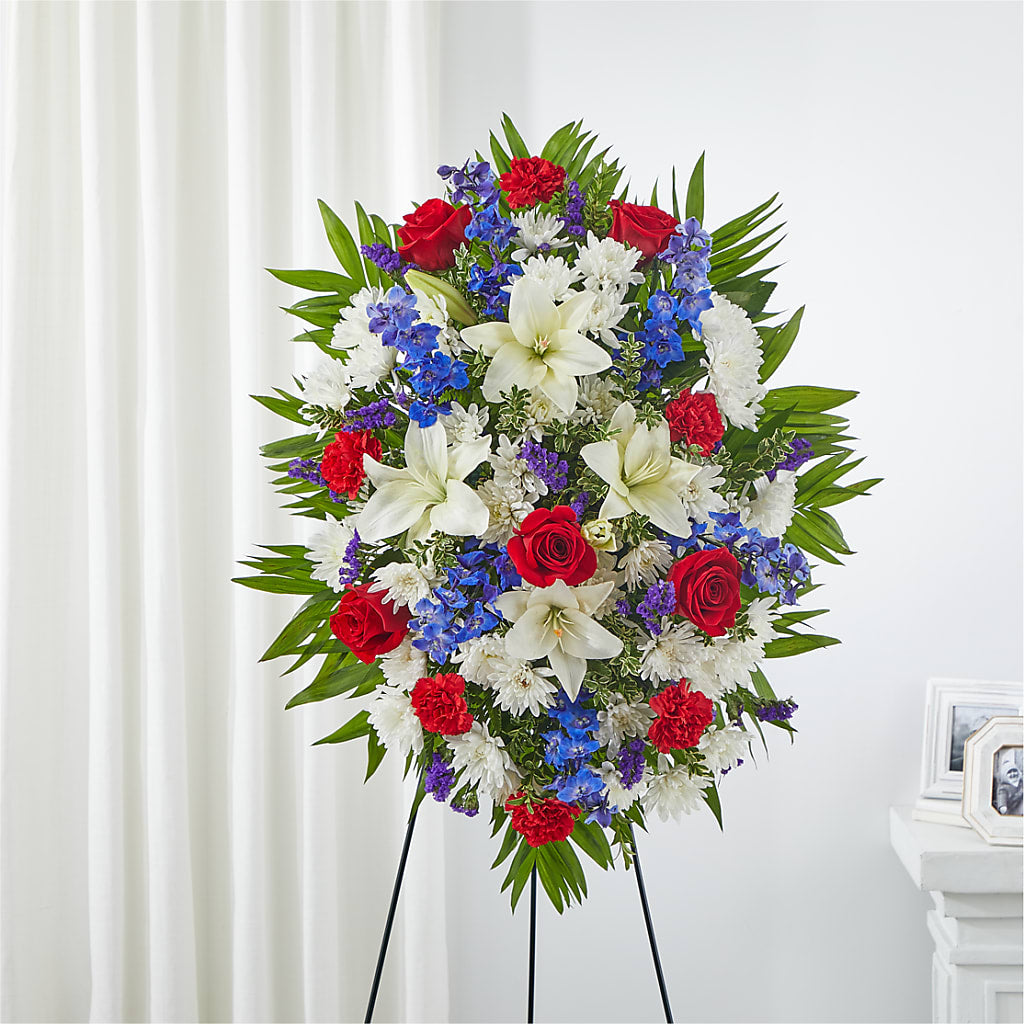 Cherished Service Standing Spray – CARMIN'S FLOWER SHOP, Laredo TX