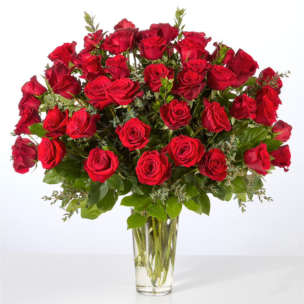 Forever Yours Fifty Stem Red Rose Bouquet – CARMIN'S FLOWER SHOP, Laredo TX
