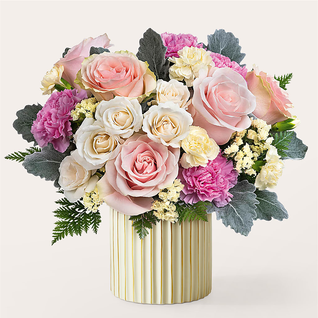 Blissful Moments Bouquet with Ivory Vase – CARMIN'S FLOWER SHOP, Laredo TX