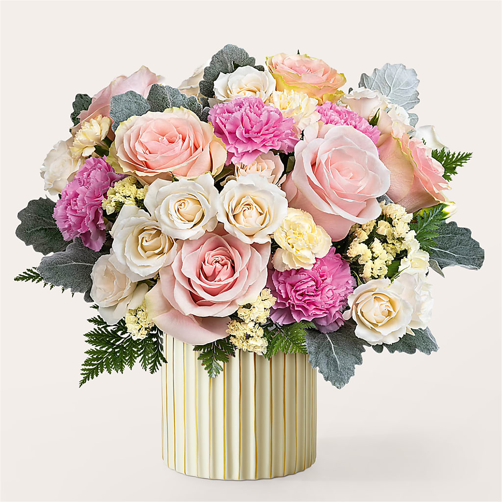 Blissful Moments Bouquet with Ivory Vase – CARMIN'S FLOWER SHOP, Laredo TX