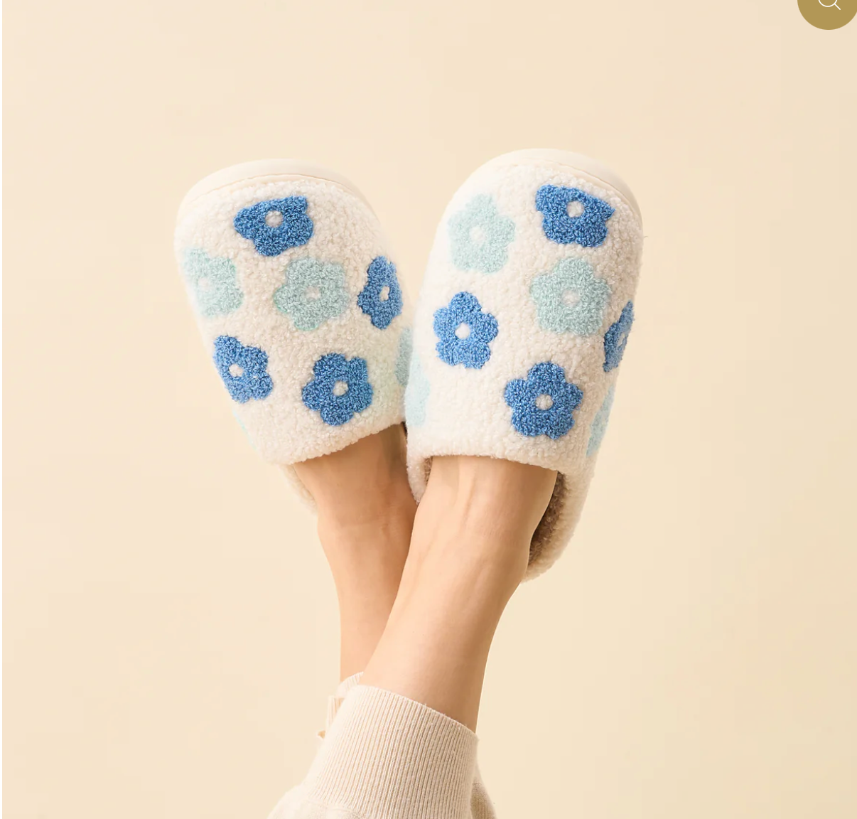 Blue Flower Fuzzy Slippers