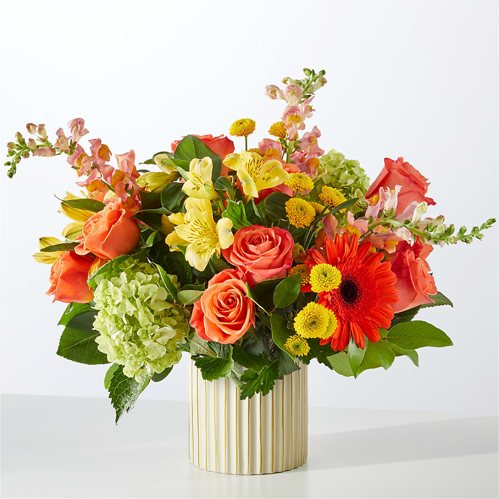 Autumn Sunshine Bouquet with Ivory Vase – CARMIN'S FLOWER SHOP, Laredo TX