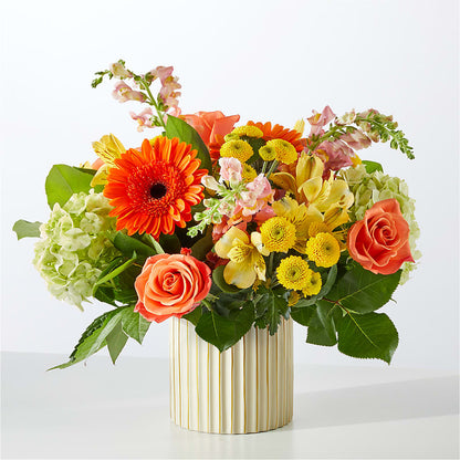 Autumn Sunshine Bouquet with Ivory Vase – CARMIN'S FLOWER SHOP, Laredo TX